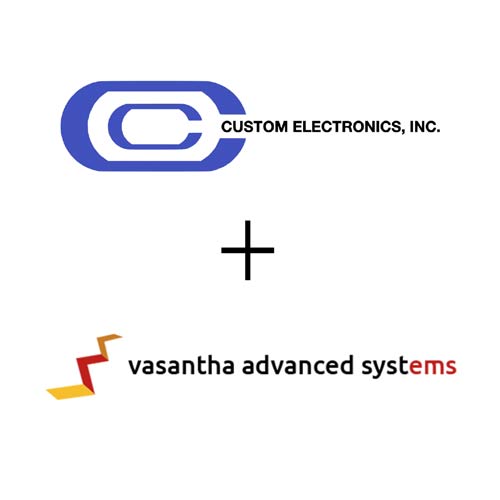 Custom Electronics Inc. Logo with Vasantha Advanced Systems Logo